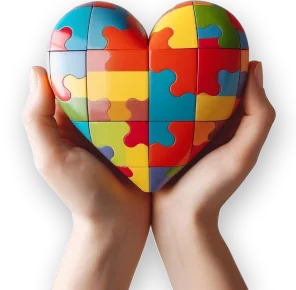 coração autismo mãos